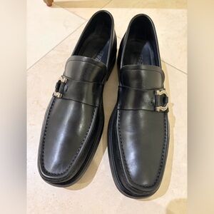Ferragamo Black Leather Men's Loafers 8.5
